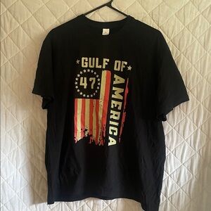 Black Graphic Tee with Gulf of America Design
